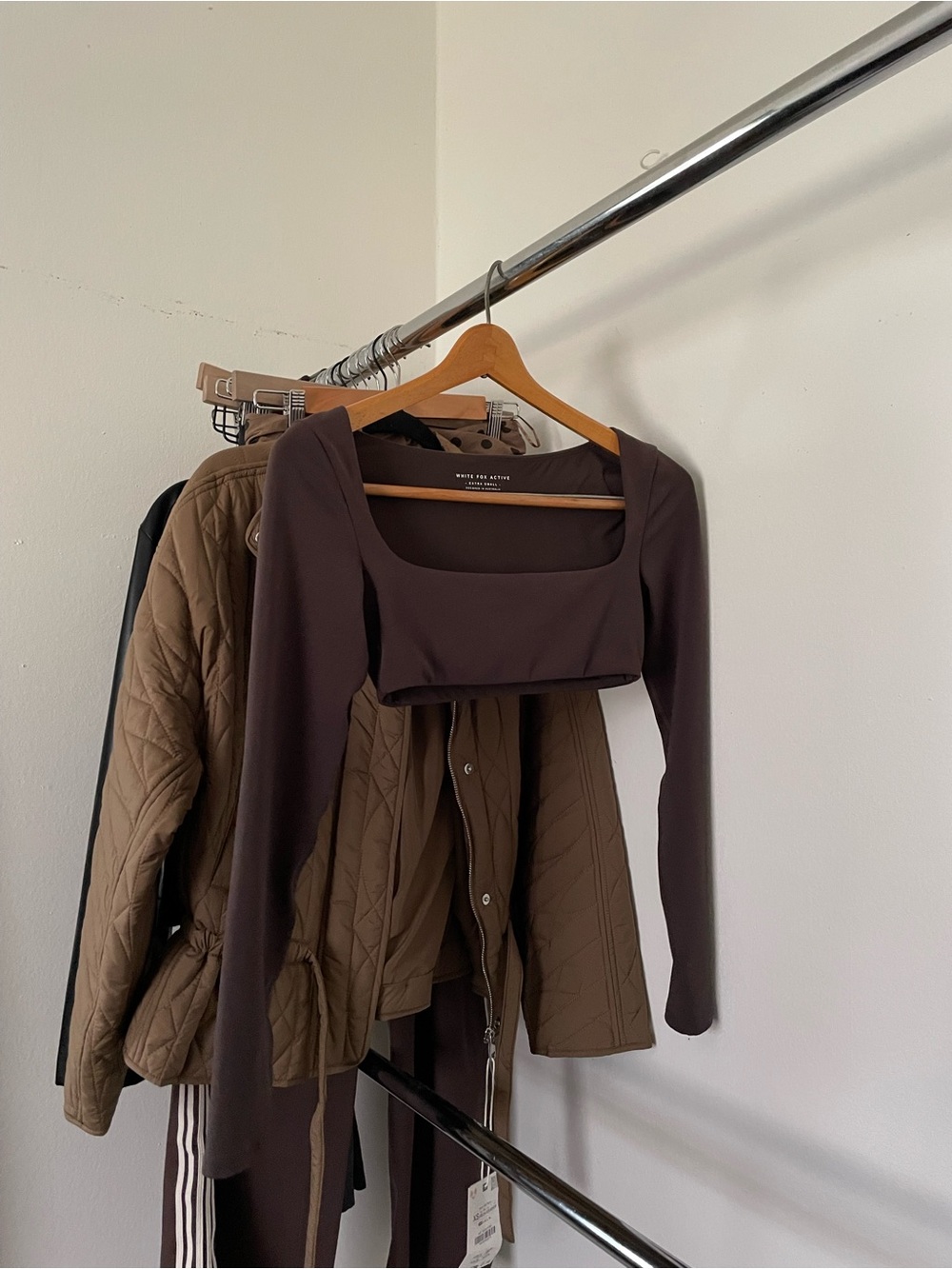 White Fox Boutique Brown Active Crop Top